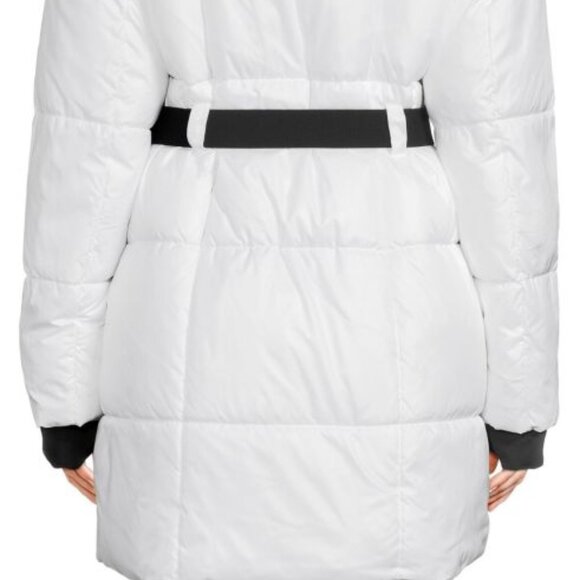 NWT MICHAEL KORS Belted Logo White/Silver Puffer Parka Coat, Sz L - Picture 5 of 9